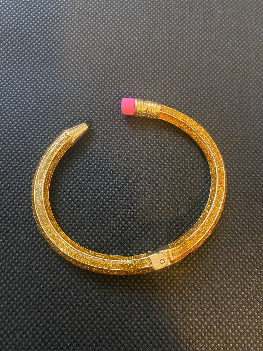 Betsey Johnson Gold Pencil-Style Bangle Bracelet with Pink Accent - Picture 2 of 5